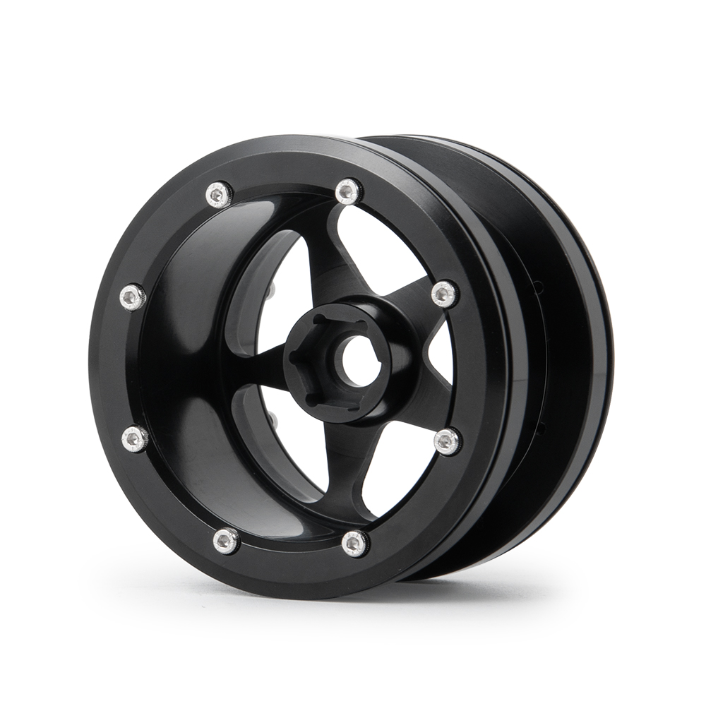 AXSPEED RC Car Wheels - 2.2 Inch Aluminum Alloy Beadlock Wheels Set for 1/10 RC Axial Wraith, TRX-4 - 40mm Width: Black 1 pc