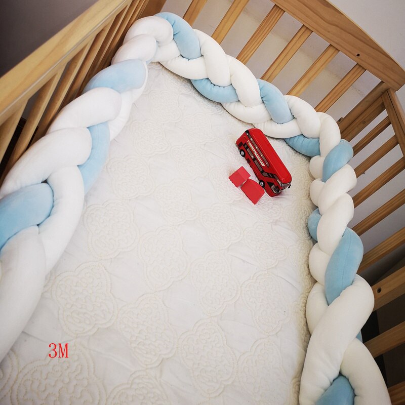 Baby Bed Bumper 1m/2m/3m*12cm*7cm Colors Three-Strand Braid Bumpers In The Ciib Protector Cradle Playpen For Newborn Bedding: LTMM044-12