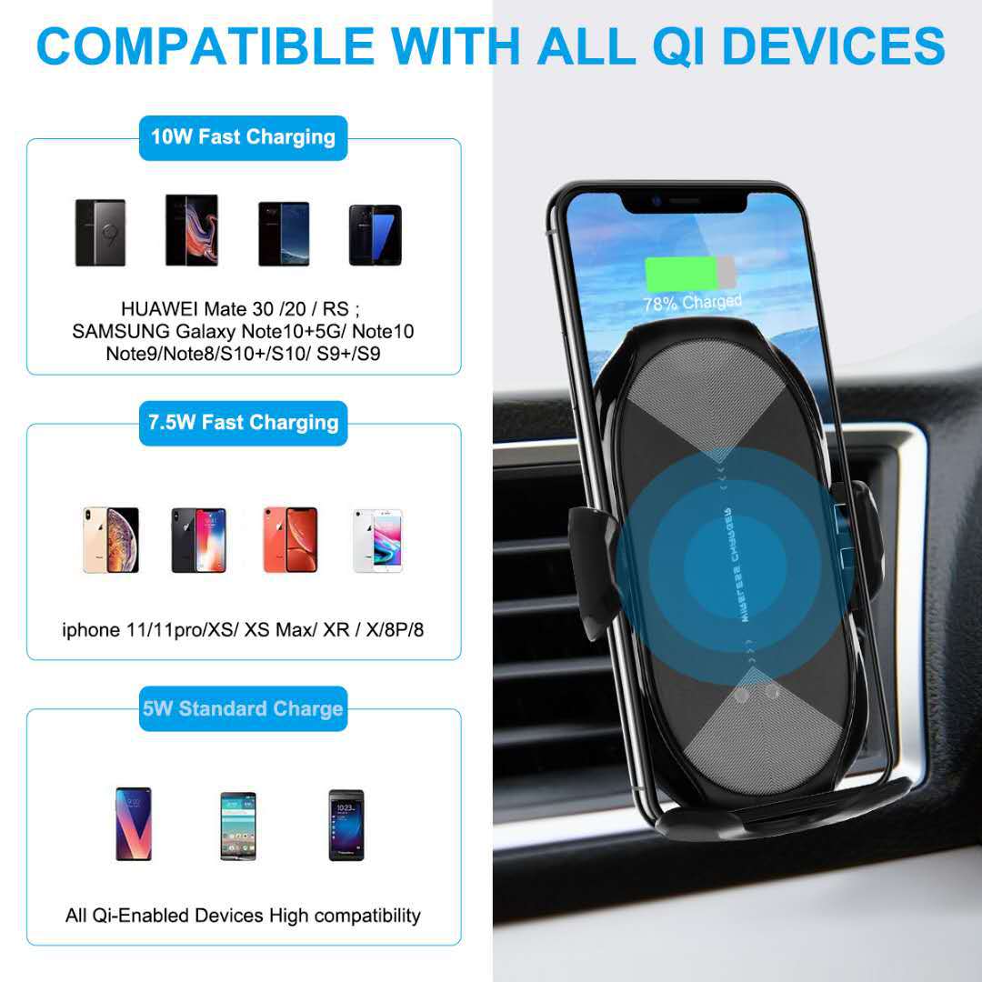 Wireless Charger Car Mount for Air Vent Mount Car Phone Holder Intelligent Infrared Fast Wireless Charging Charger For iPhone 11