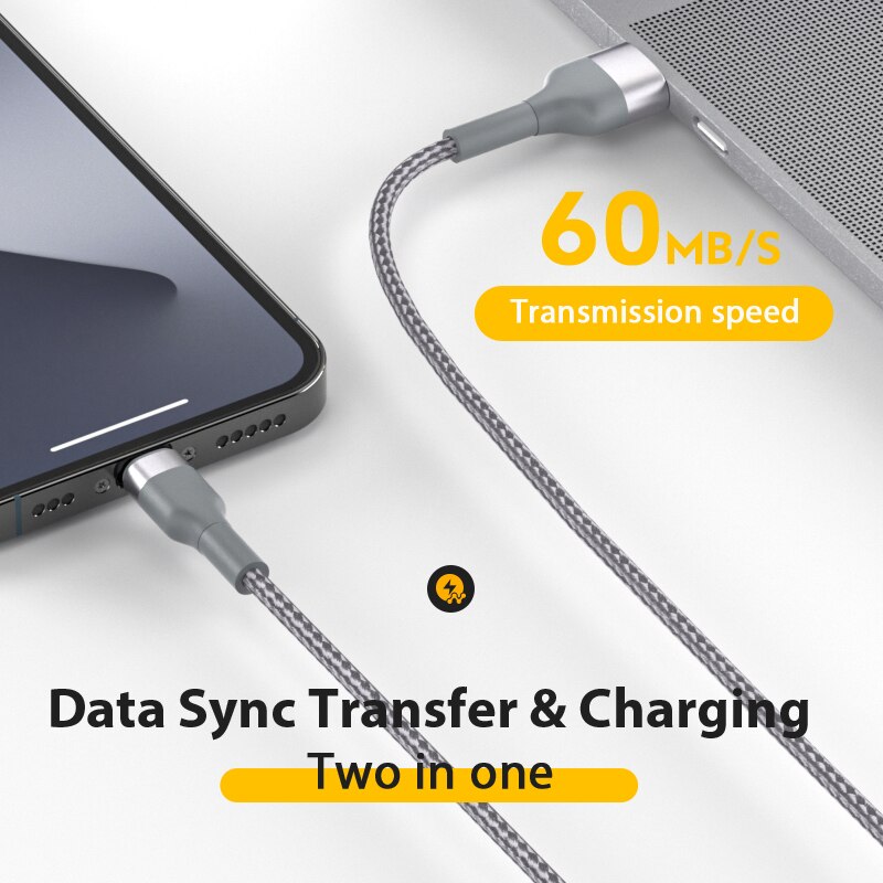 QCY PD Quick Charge Cable for iOS Device 1.2m Charge Cable USB-A to Lightning for iPhone 11 X AirPods Pro and AirPods DC04