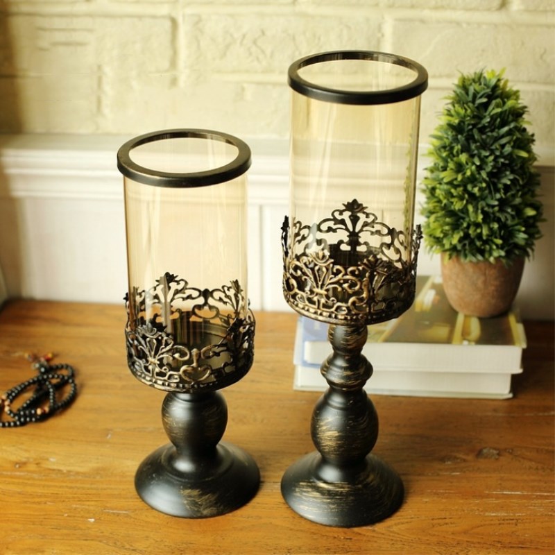 Paint Wrought Iron Candlestick Romantic Candlelight Dinner Iron Table Decoration Lover Wedding Props Home Soft