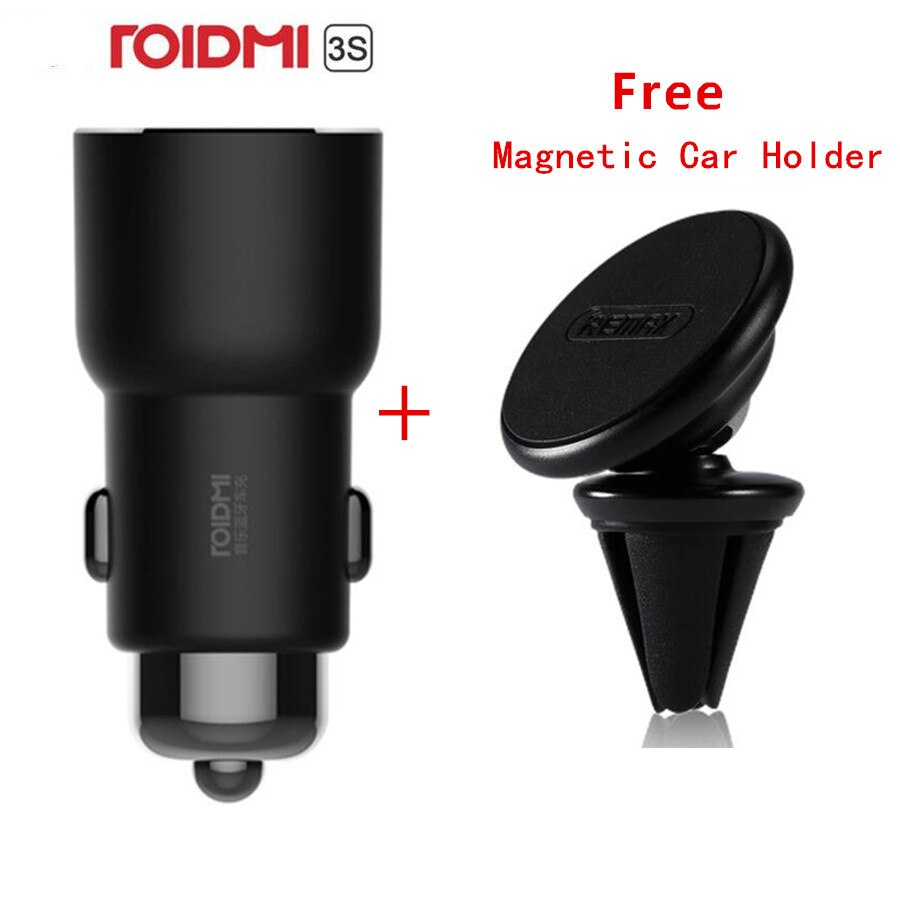 ROIDMI 3S Bluetooth 5V 3.4A Car Charger Music Player FM Smart APP + Magnetic Car holder for Smartphone: 3S add car holder 2