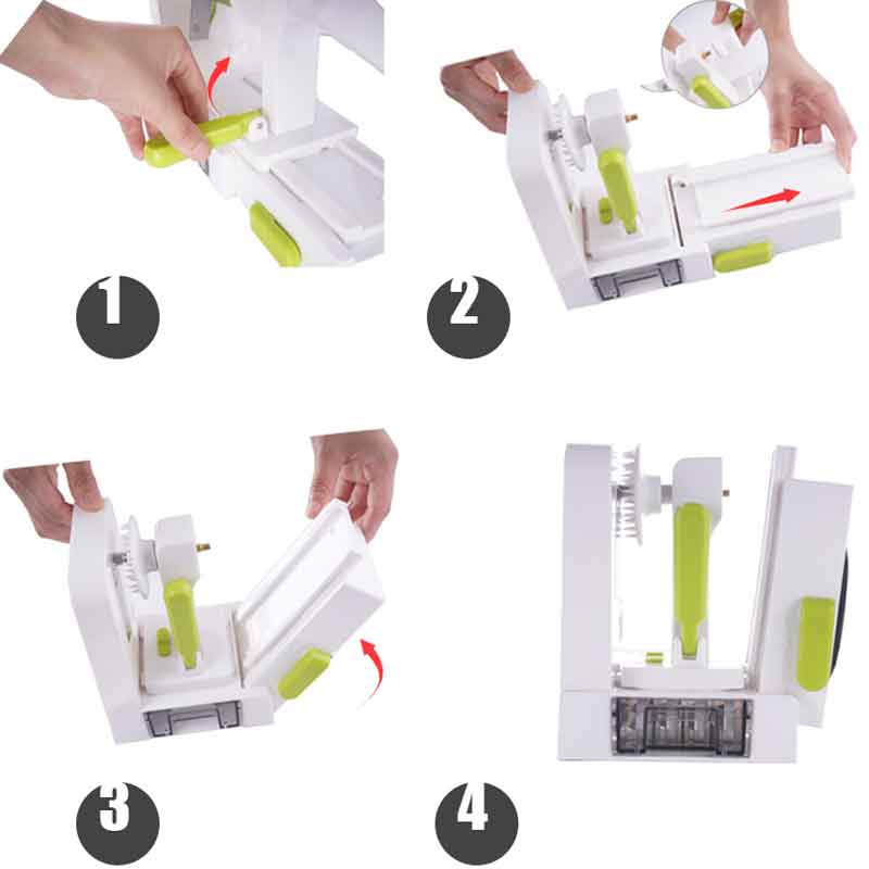 Herramientas de cocina, cortador en espiral para vegetales con 5 hojas, plegable, para Pasta de vegetales y espagueti, cortador en espiral para verduras, cortador de calabacín