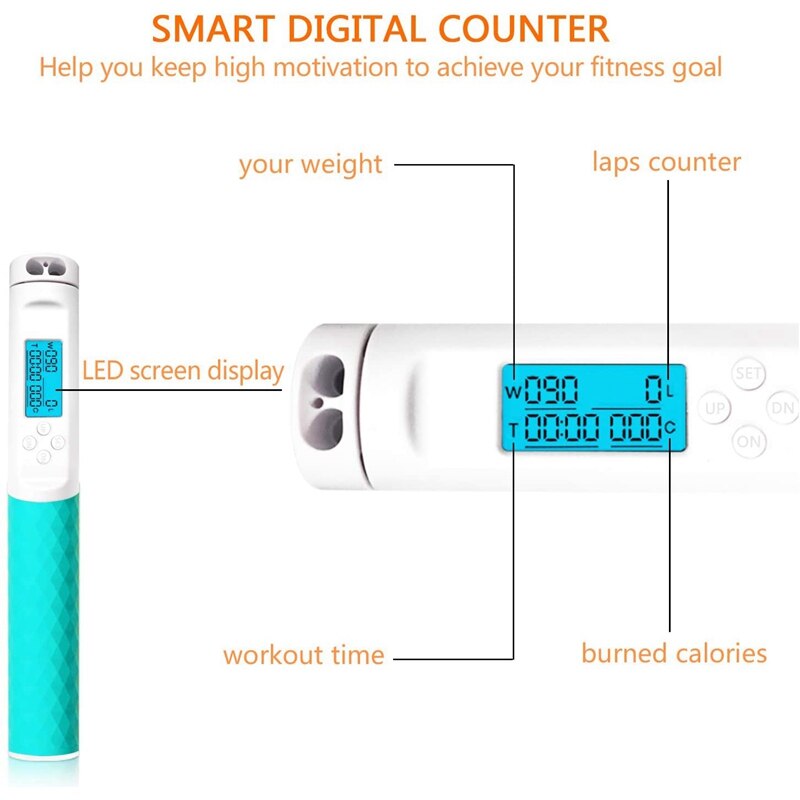 Springtouw Met Calorie Teller Digitale Springtouw Fitness Met Gewogen Handgrepen Verstelbare Lengte Springen Touw