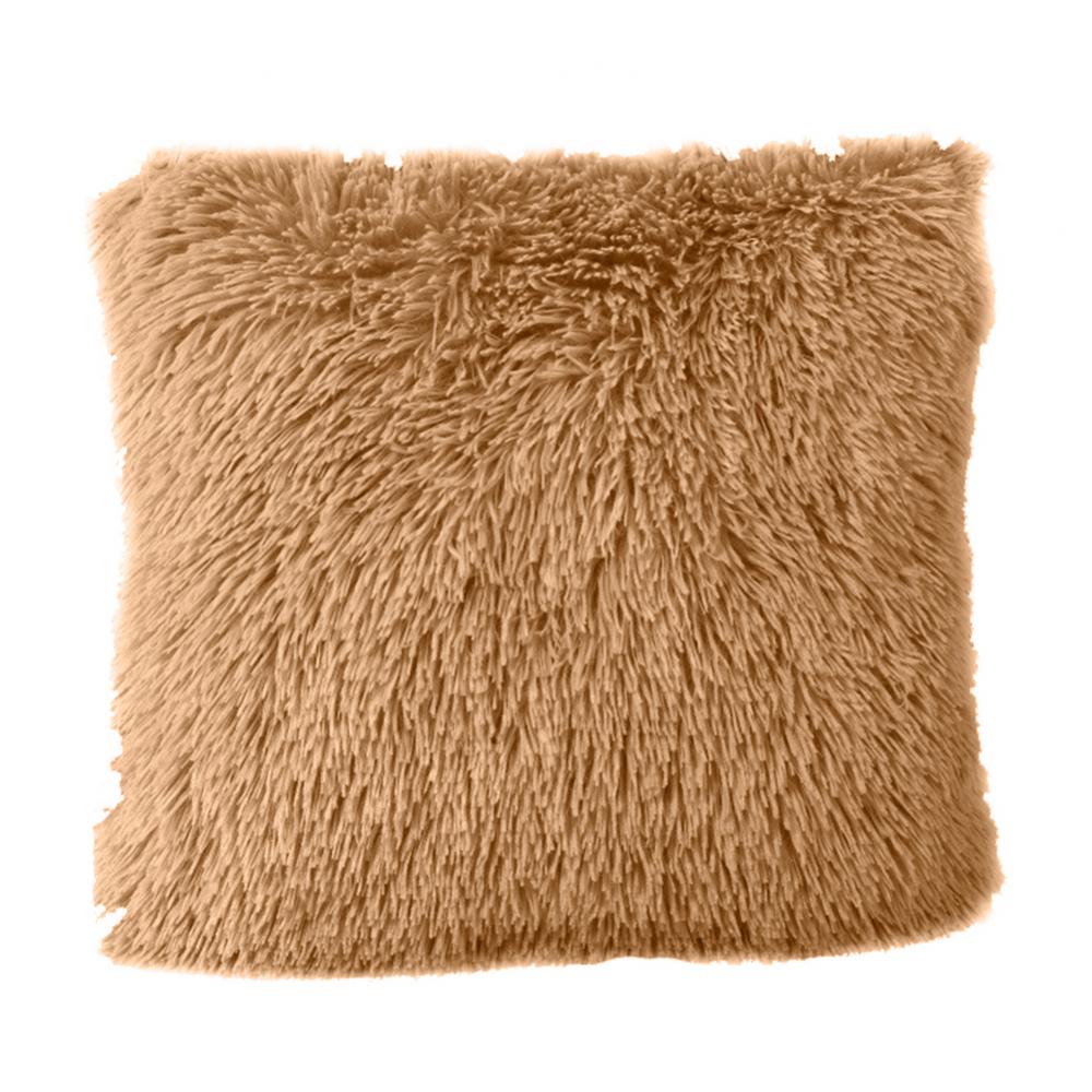 Coussin moelleux couverture douce taie d'oreiller jeter maison lit canapé voiture décoration fausse fourrure peluche housse de coussin canapé décor 43*43 cm: TRANSPARENT