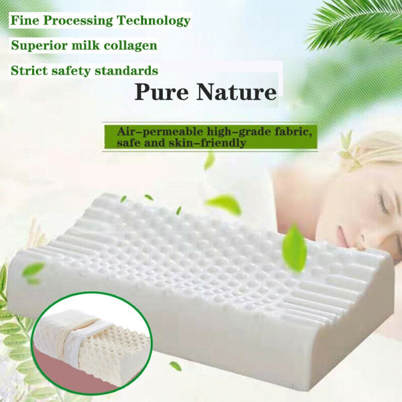 Masserer 100%  naturligt sengetøj thailand ventileret latex blødt skum pude / aftageligt betræk komfort seng sove støtte