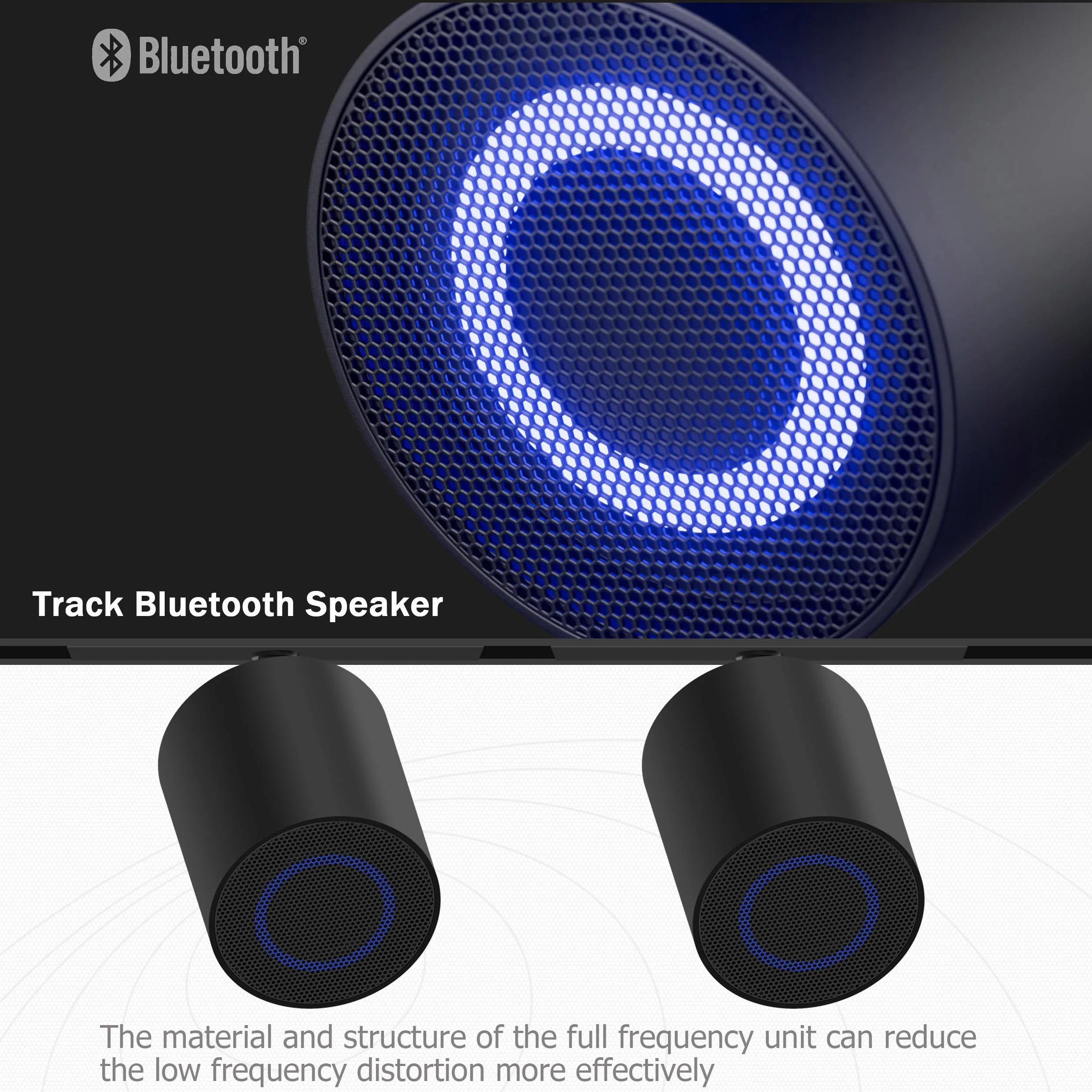Trilha Alto-falante Bluetooth Pequena Mini Caixa de Som 360 ° Som sem fio reprodutor de áudio alto-falante jogo luz de pista magnética BT 5.4