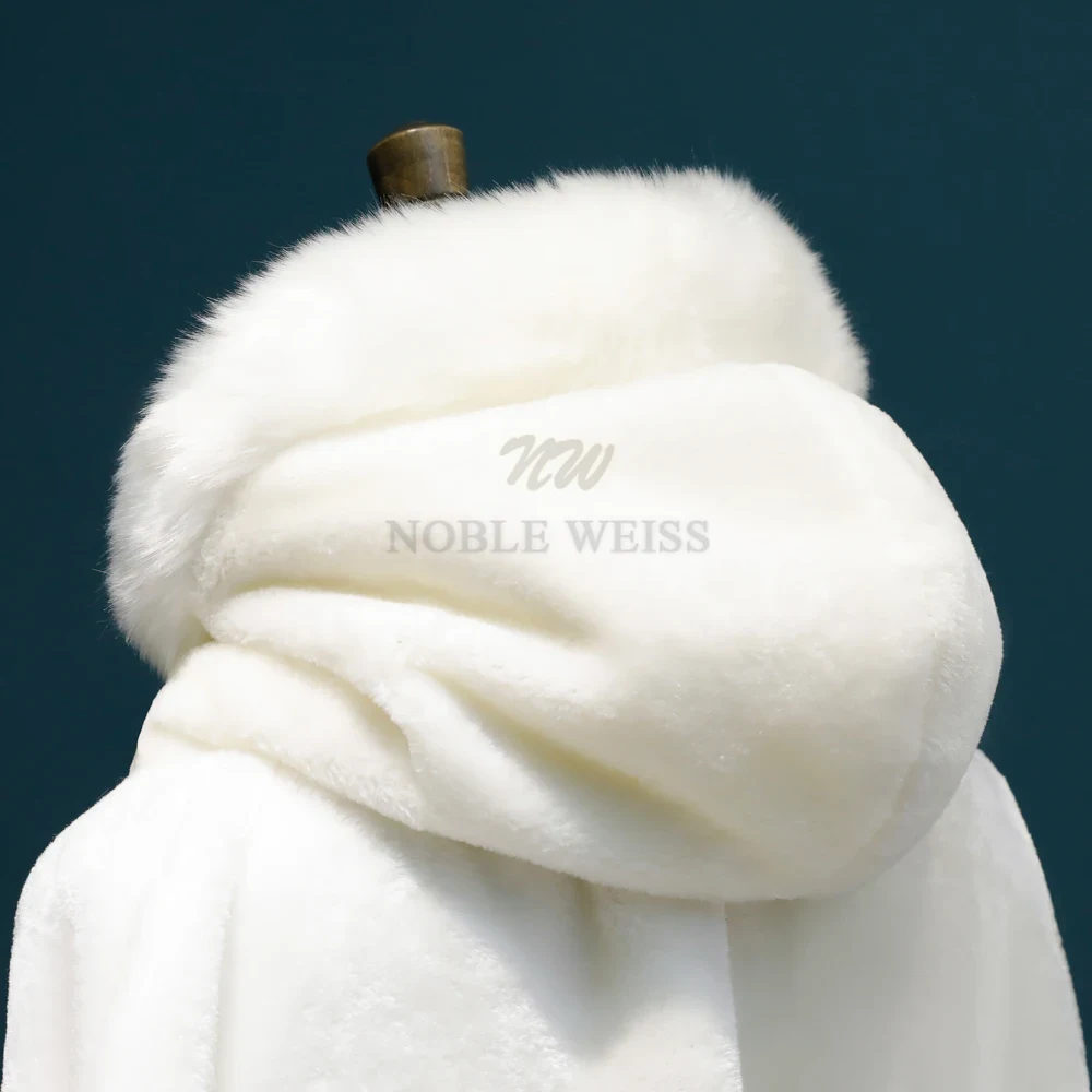 Winter Lange Warme Bruiloft Capes White Wedding Cloak Floor Lengte Bruid Sjaal Faux Fur Cape Jas Volwassen Bridal Wrap