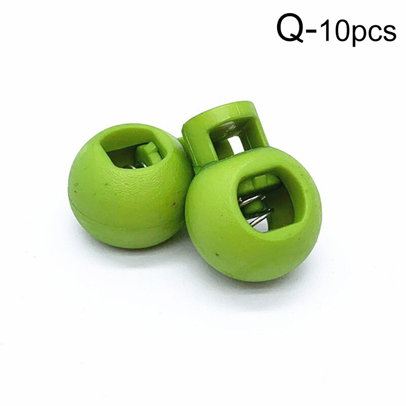 Cierre de cable de resorte de bola redonda de plástico, Clip de tope de cordón ajustable de Color sólido para ropa deportiva, accesorios de ropa DIY, 10 piezas: Q