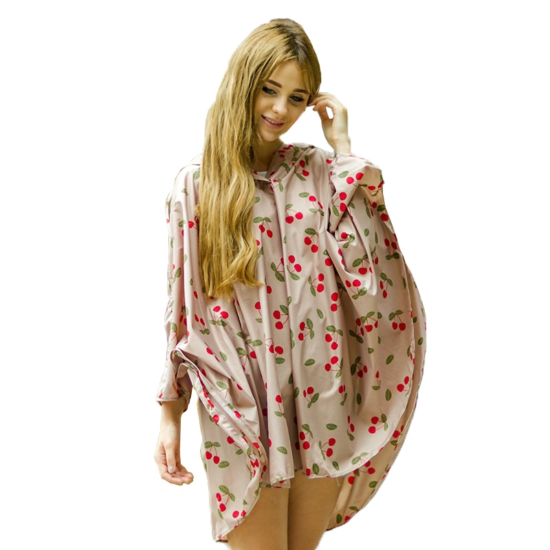 Kersen regenjas dames fiets regenponcho ondoordringbare regenjas dames fiets regenkleding waterdichte regenjas met capuchon