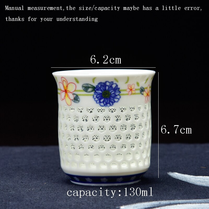 2PCS/Lot Crystal Hollow Teacup Honeycomb Teaware Blue and White Porcelain Ceramic Tea Cup Kung Fu Tea Set Kung Fu Tea Set