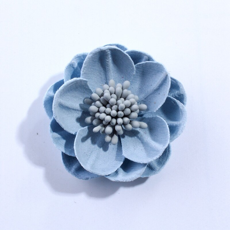 10 pièces 5 CM solide artificielle feutre fleurs pour cheveux accessoires avec étamine bandeau vêtements accessoires U choisir les couleurs: Blue