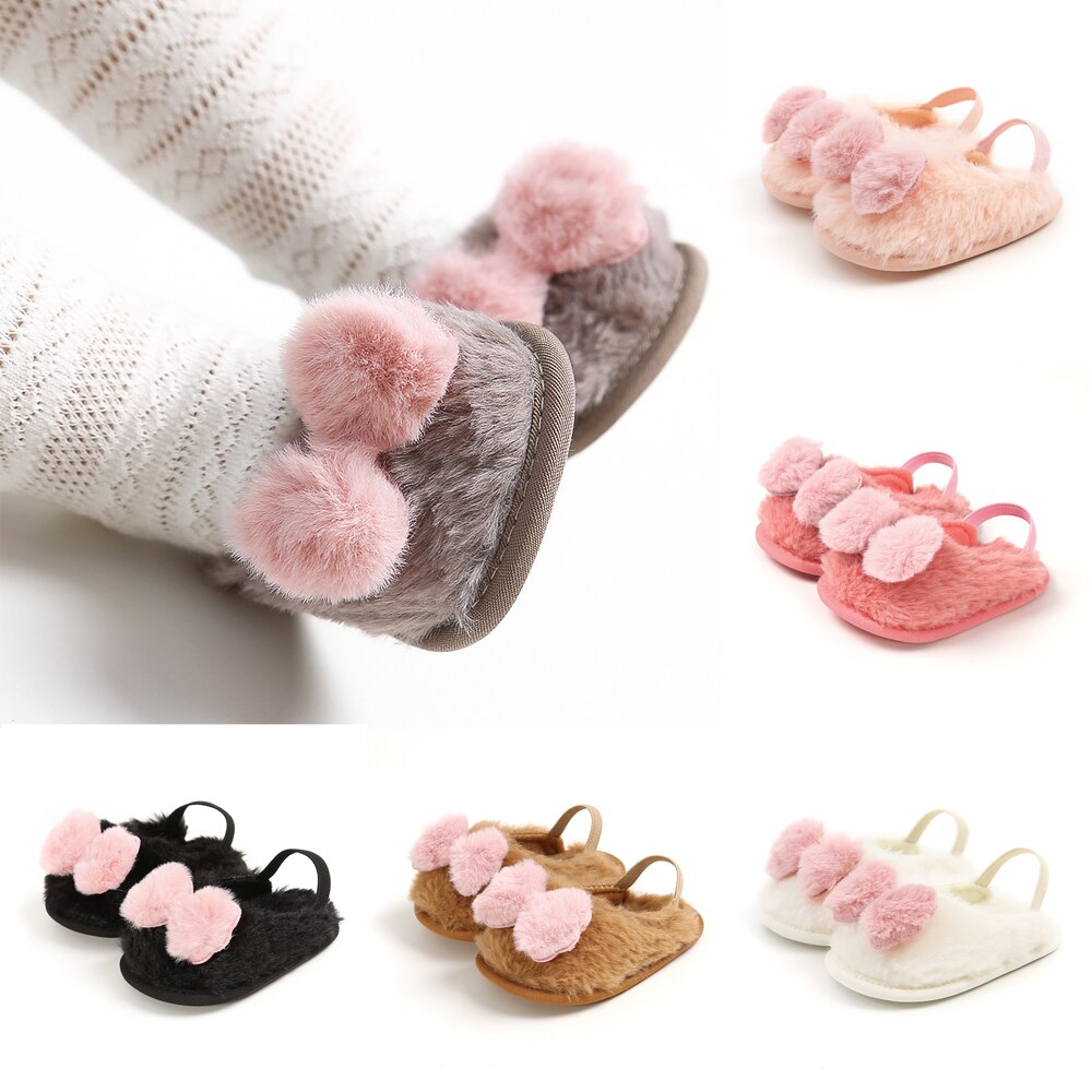 niemowlę dziewczynka kołyska buty nowo narodzony Dziecko dziewczyny chłopcy Słodki ciepły Faux łuk miękki-Soled kapcie Prewalker 0-18M