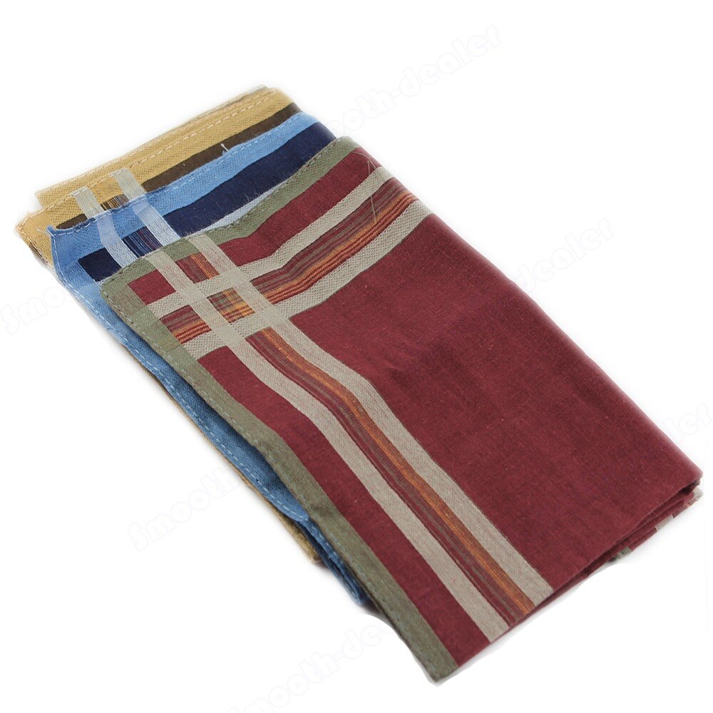 S-home Men's Classic Plaid Handkerchief Comfort Soft Cotton Blend 40*40cm MAR20