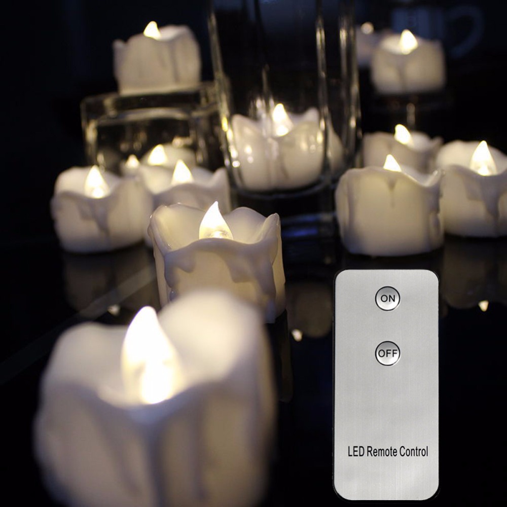 Pack of 6 or 12 Flickering Warm White Wireless Led Candles Remote,Flameless Birthday Candles,Wedding Candles,Battery Included