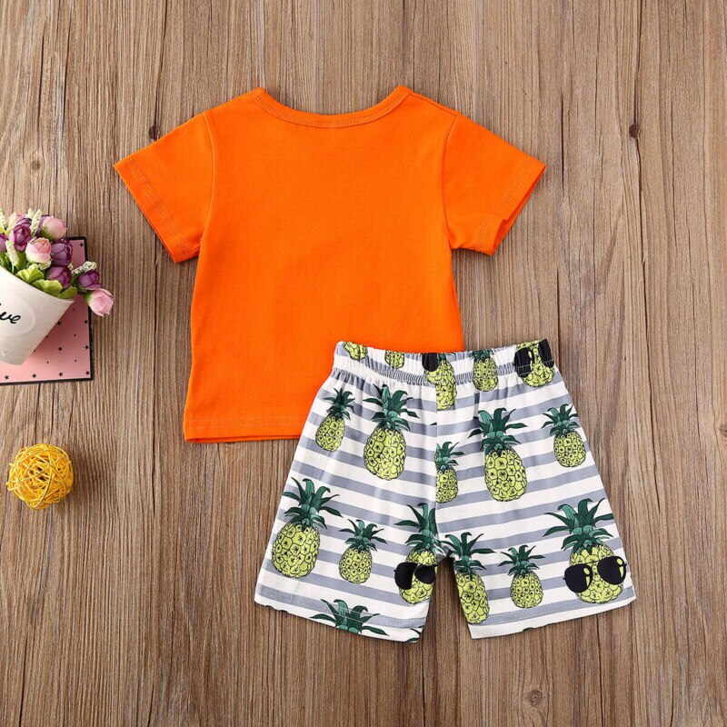 Nyfödd pojke ananas kläder set toppar t-shirt shorts byxor outfits sommar set 0-3t