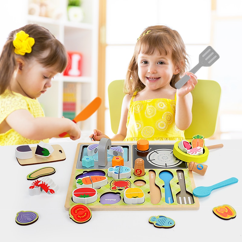 Zalami Hout Voedsel Educatief Speelgoed Keuken Speelgoed Set Kinderen Barbecue Fruit Markt Pretend Rollenspel