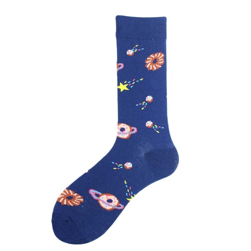 Automne hiver coton chaussettes de noël pour hommes Alien planète astronaute espace drôle dessin animé chaussettes Harajuku Sox: 13