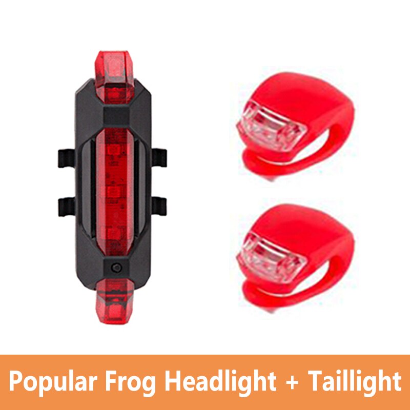 Waterproof Bike Silicone Frog Light 3Model Bicycle Front Lamp Headlight Rear Tail Lights Safety Warning Flashlight Cycling Light: set05