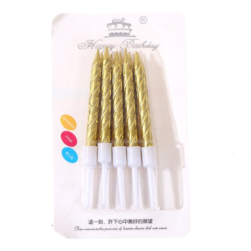 6/10PCS Threaded Candle Curved Cake Candle Long Curving Cake Safe Flames Kids Birthday Cake Romantic Decorations 1box: GD-10PCS
