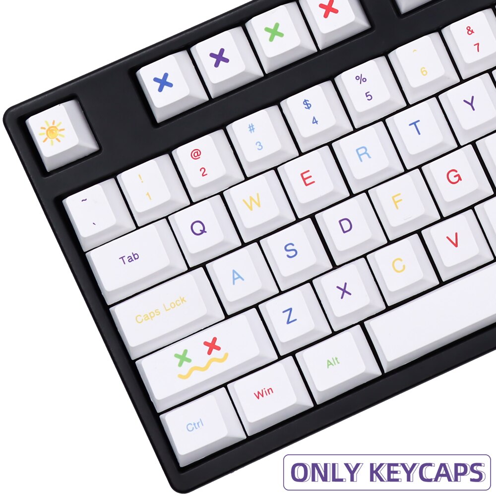 Color pen mechanical keyboard keycap for 61/64/68/84/87/96/980/104/108 Cherry height PBT simple white keyboard cap