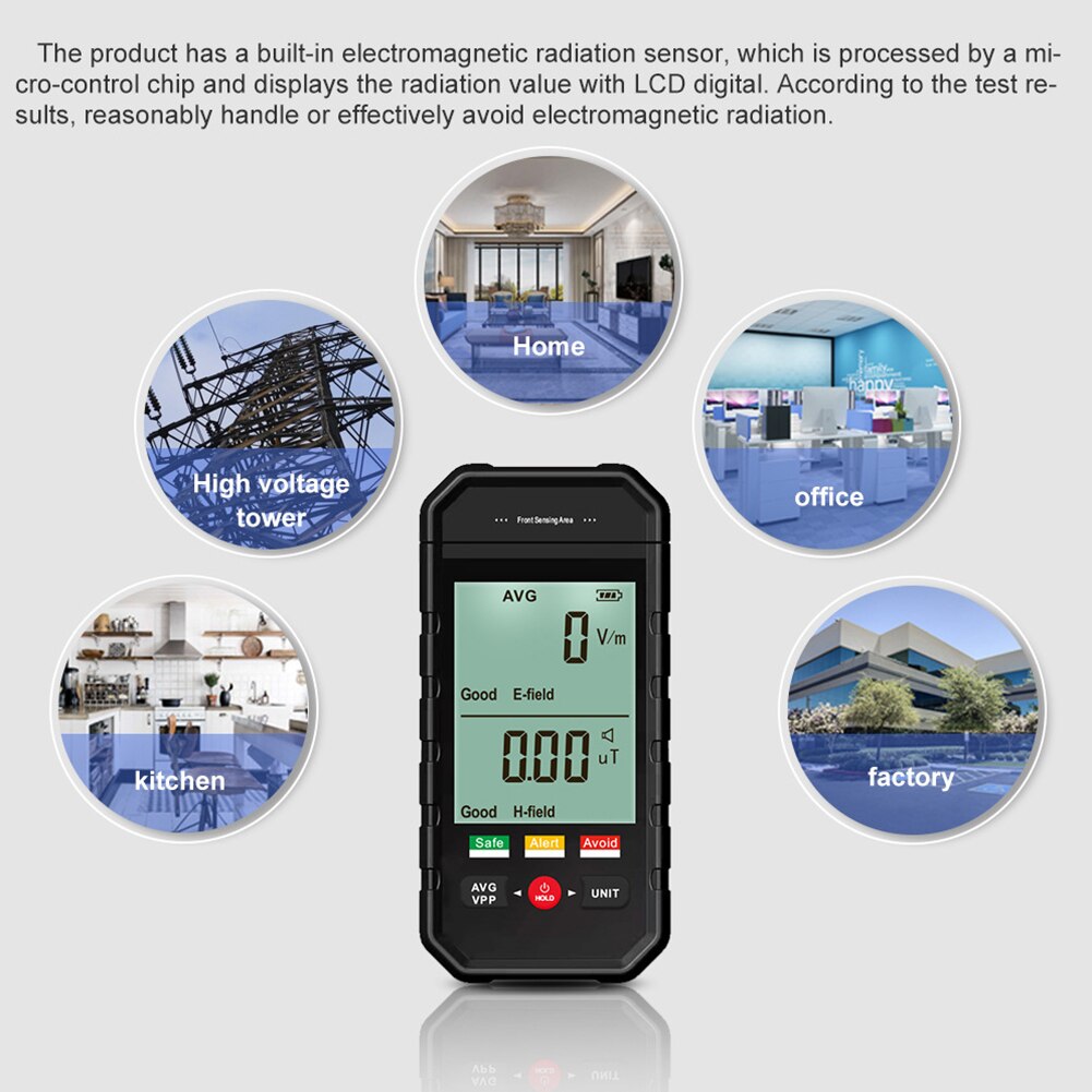 Electromagnetic Field Radiation Detector Tester Digital LCD Electric Magnetic Field EMF Meter Handheld Dosimeter Monitor