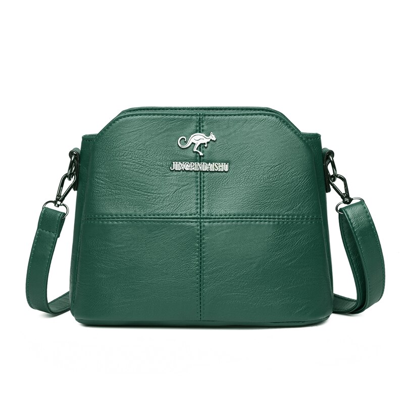 Bandoleras informales pequeñas de cuero sólido para mujer, bolso cruzado sencillo con múltiples bolsillos,: B - Green