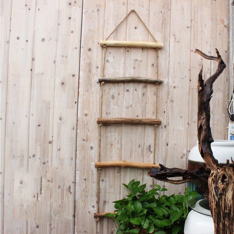 Home Decor Wall Art Wooden Rope Ladder Step Climp towel hanging