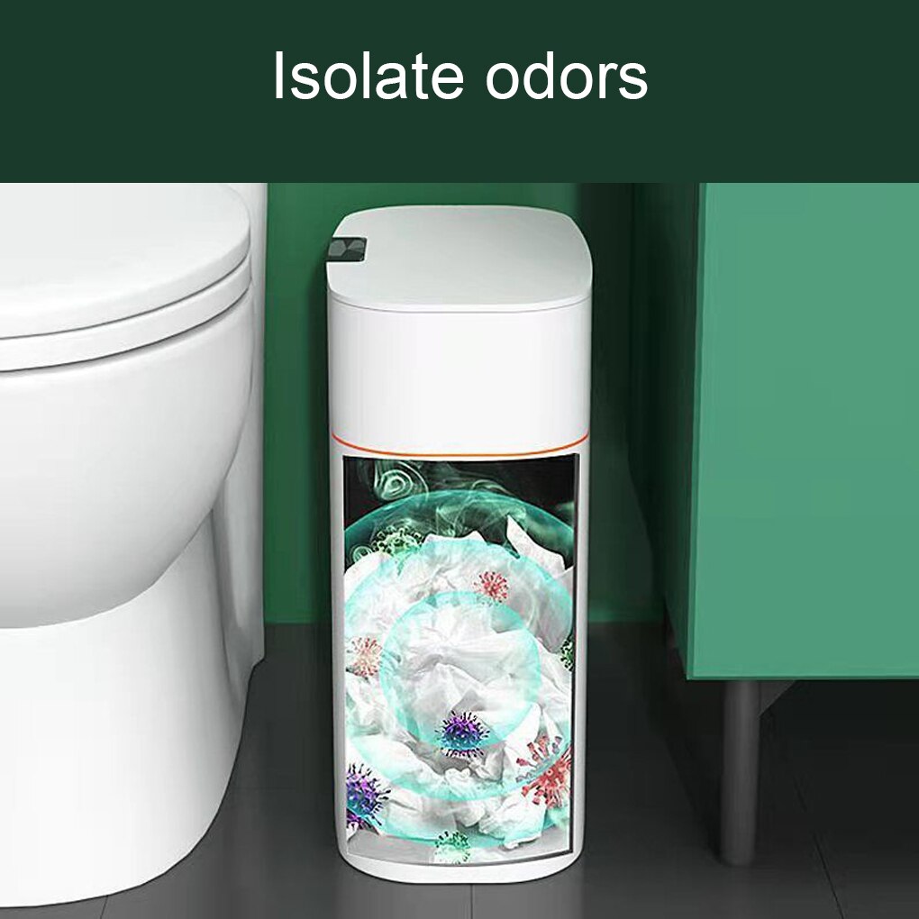 Smart Sensor Trash Can Induction Bathroom Garbage Bin Kitchen Intelligent Waste Container Living Room Gray White