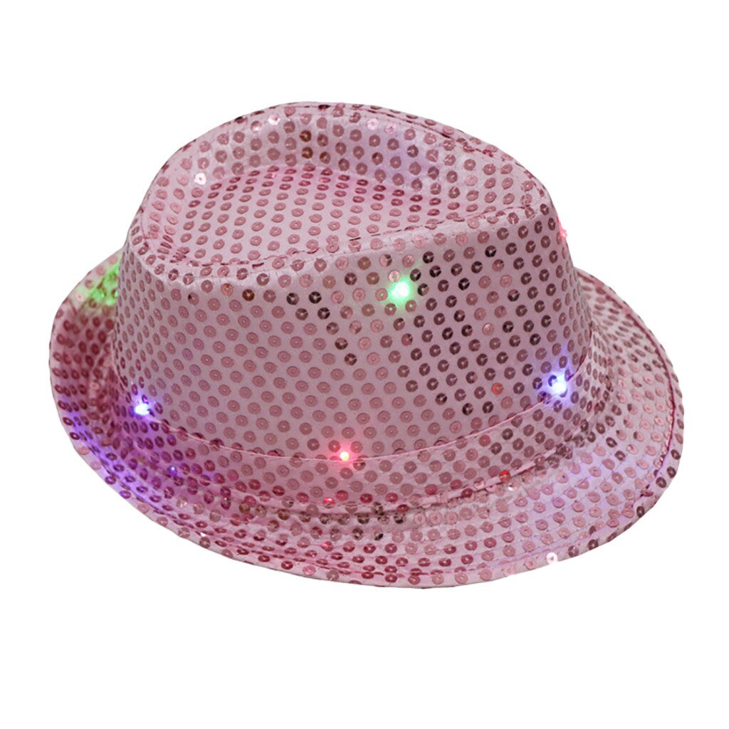 Flashing Light Up Led Colorful Sequin Unisex Fancy Dress Dance Party Hat casquette baseball Cap Accessoriesgorra hombre: Pink 
