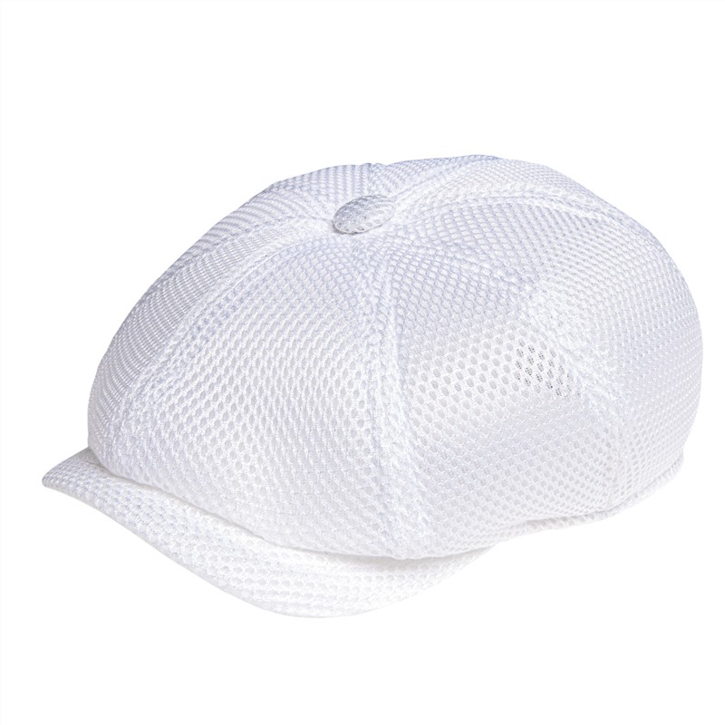 FEINION-casquette Newsboy respirante pour hommes et femmes, chapeaux Gatsby, chapeau de boulanger, Cabbies d'été en maille, 8 panneaux, Apple 076: WHITE / 61 cm