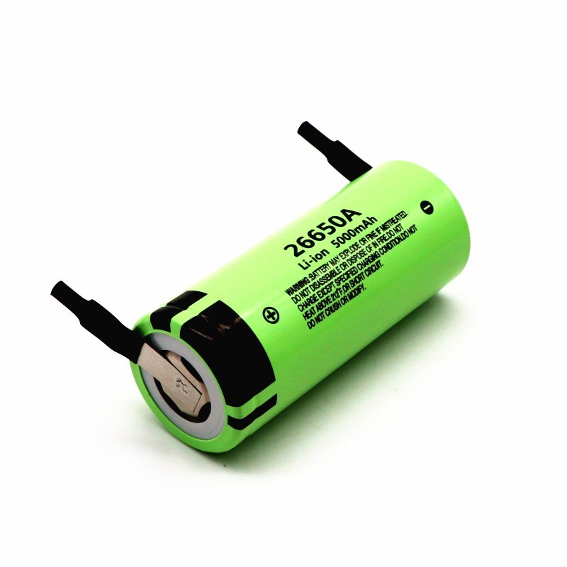 100% original 26650a 3.7v 5000mah grande capacidade 26650 bateria recarregável de íon de lítio (com folha de níquel diy)