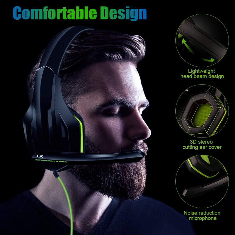 Gamer Headphone Super Bass Over-ear Computer Gaming Headset with Microphone Stereo Wired Headphones for PC PS4 Xbox