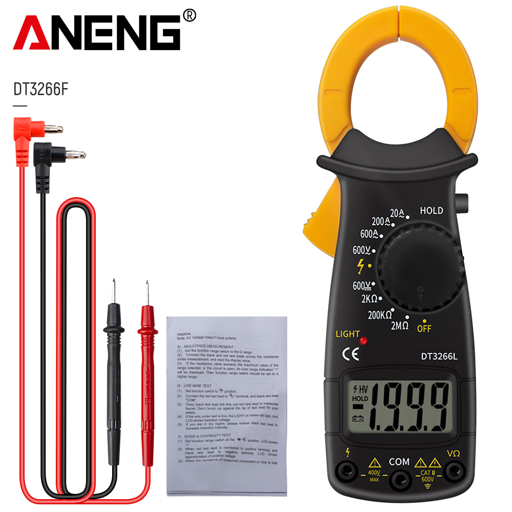 ANENG DT3266L Mini Digital Clamp Meter 1999 Count Electric AC/DC Voltage Multimeter Clamp Ohm Temp Diode Tester: DT3266L