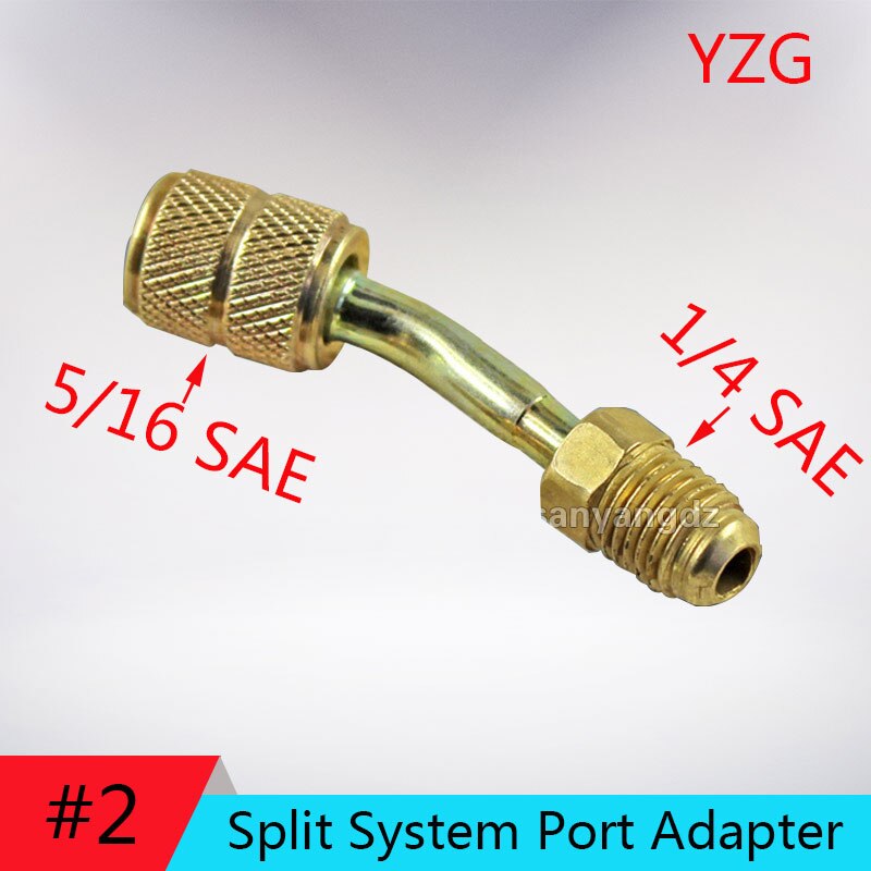 Mini Split System Charging Vacuum Port Adapter Converts R410a Style 5/16 SAE Service Ports to Accept Older 1/4 SAE Gauge Hoses: 2