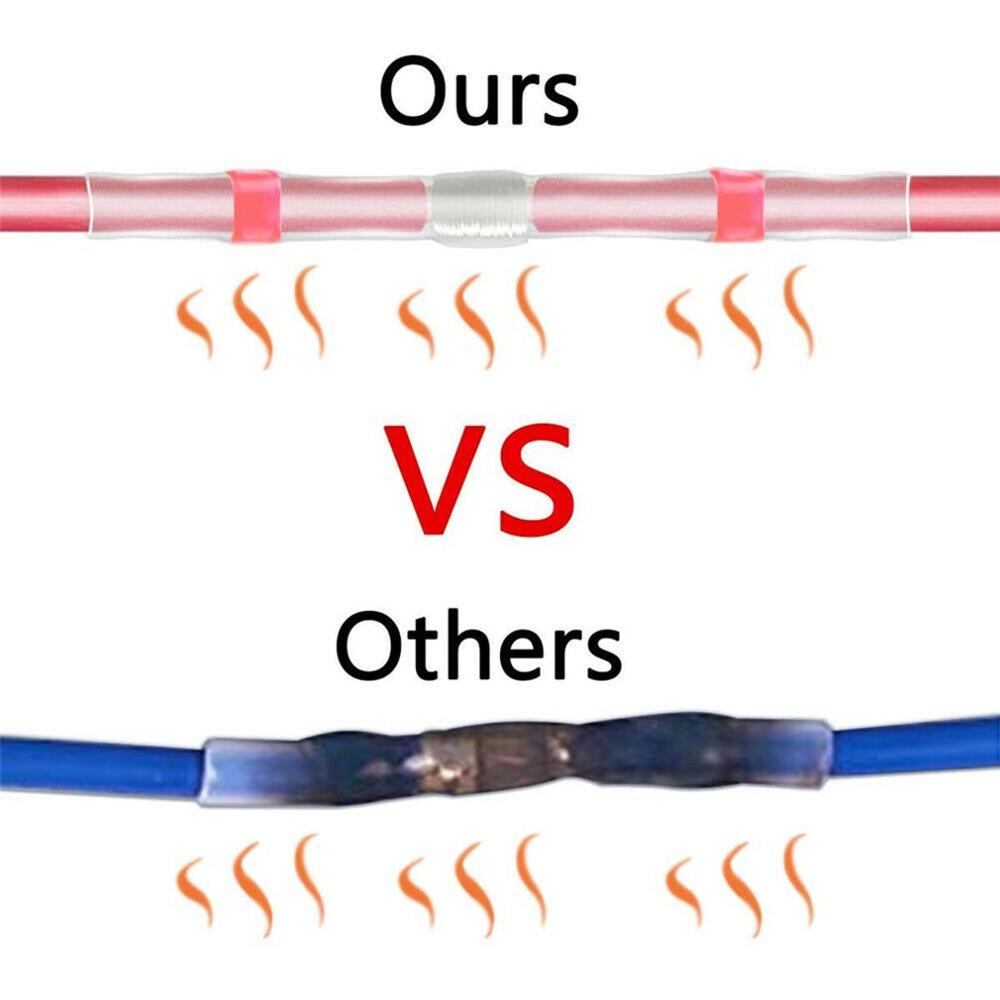 100PCS Tin Ring Crimp Terminal Connector Solder Wire Connector Sleeve Heat Shrink Butt Splice Waterproof Tin Ring Connector