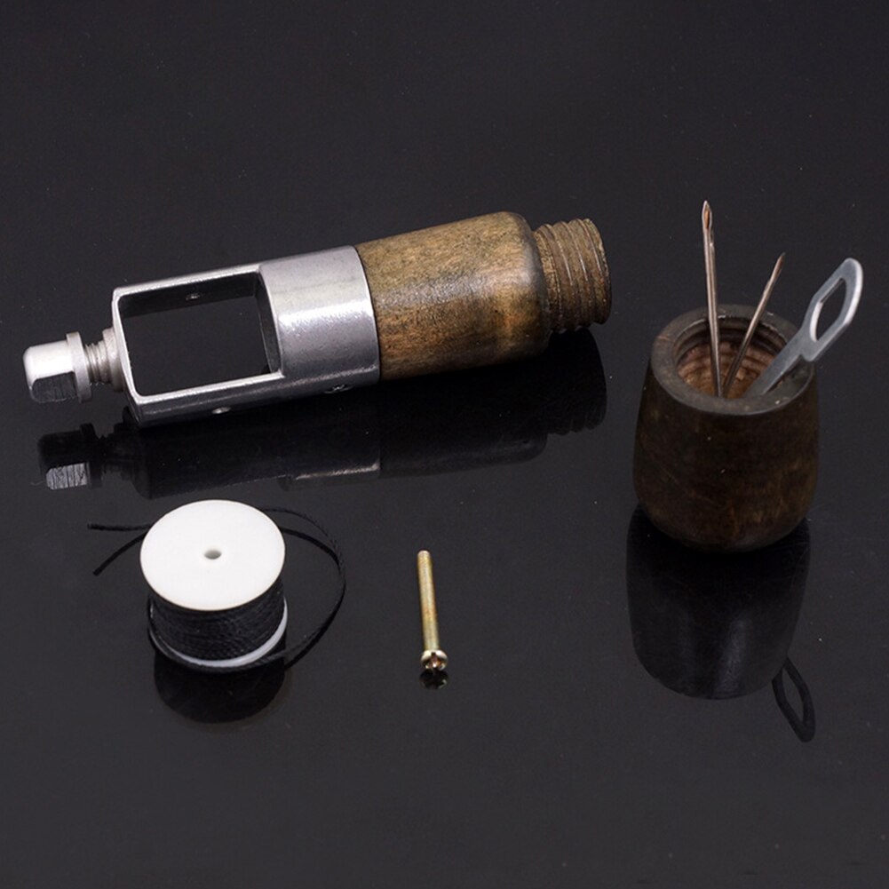 4 unids/set costura de cuero de herramientas de bricolaje a mano de cuero máquina de coser con agujas para artesanía de cuero bordado de borde cinturón tiras Zapatero