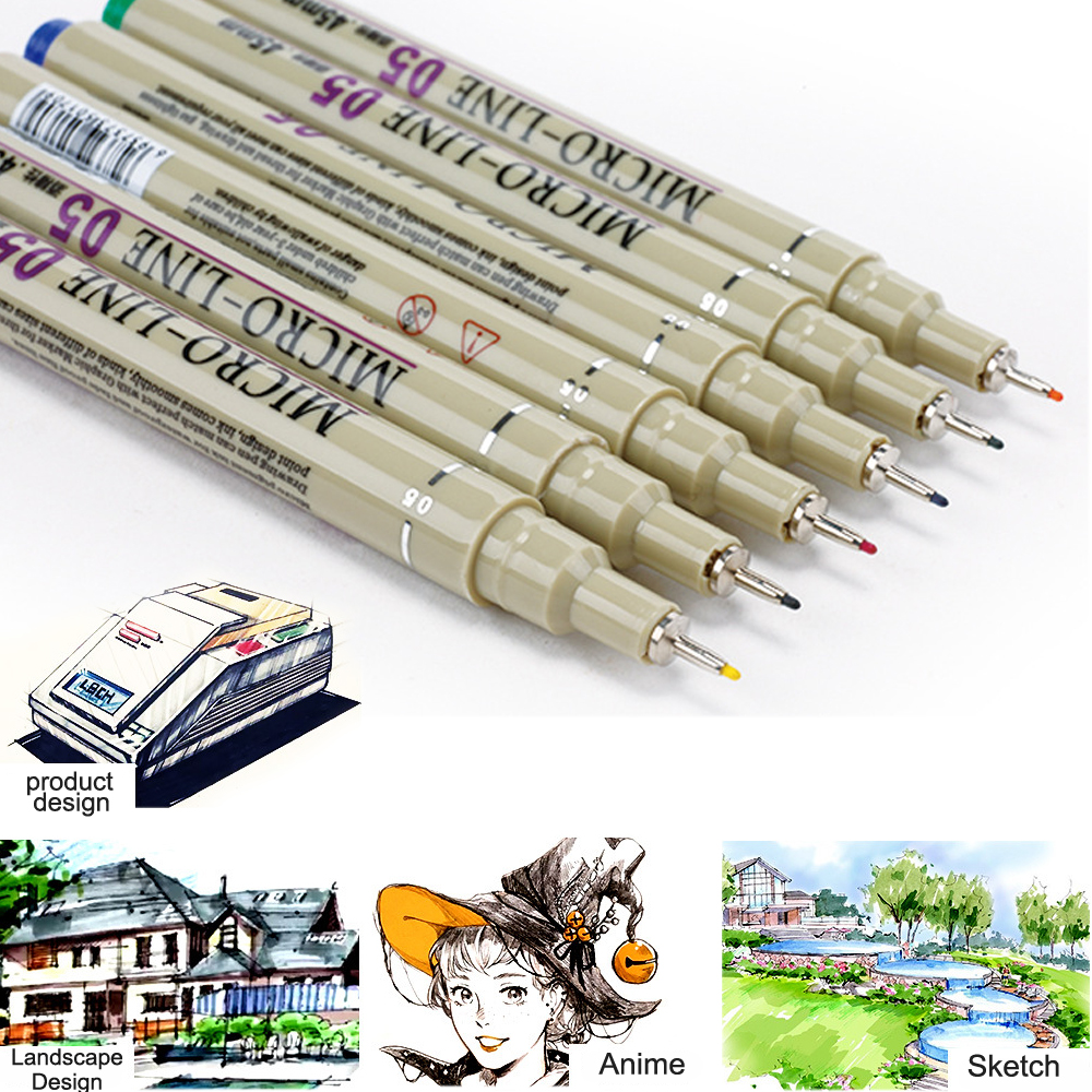 1pcs Colors Micron Line Fineliner Drawing Pen Set 05mm Fine Point Pen Waterproof Technical Pens Markers Sketching Artist Manga