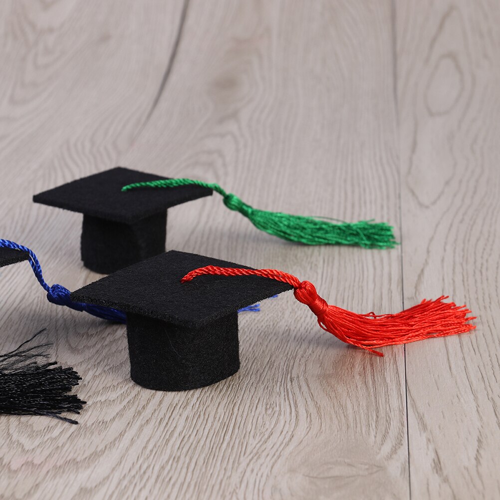 5Pcs/Pack Mini Graduation Cap Wine Bottle Decorative Tassel Cap Fancy Dr Graduated Bachelor Hat For Graduation Party
