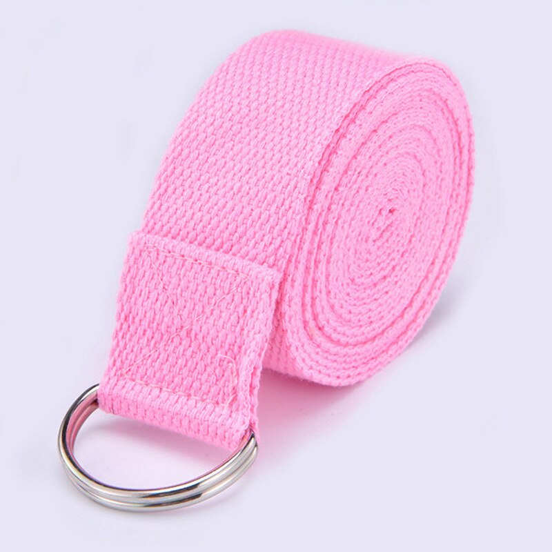 1Pc Yoga Stretch Strap D-Ring Gesp Riem Yoga Riem Fitness Oefening Gym Touw Figuur Taille Been Weerstand fitness Bands: Pink