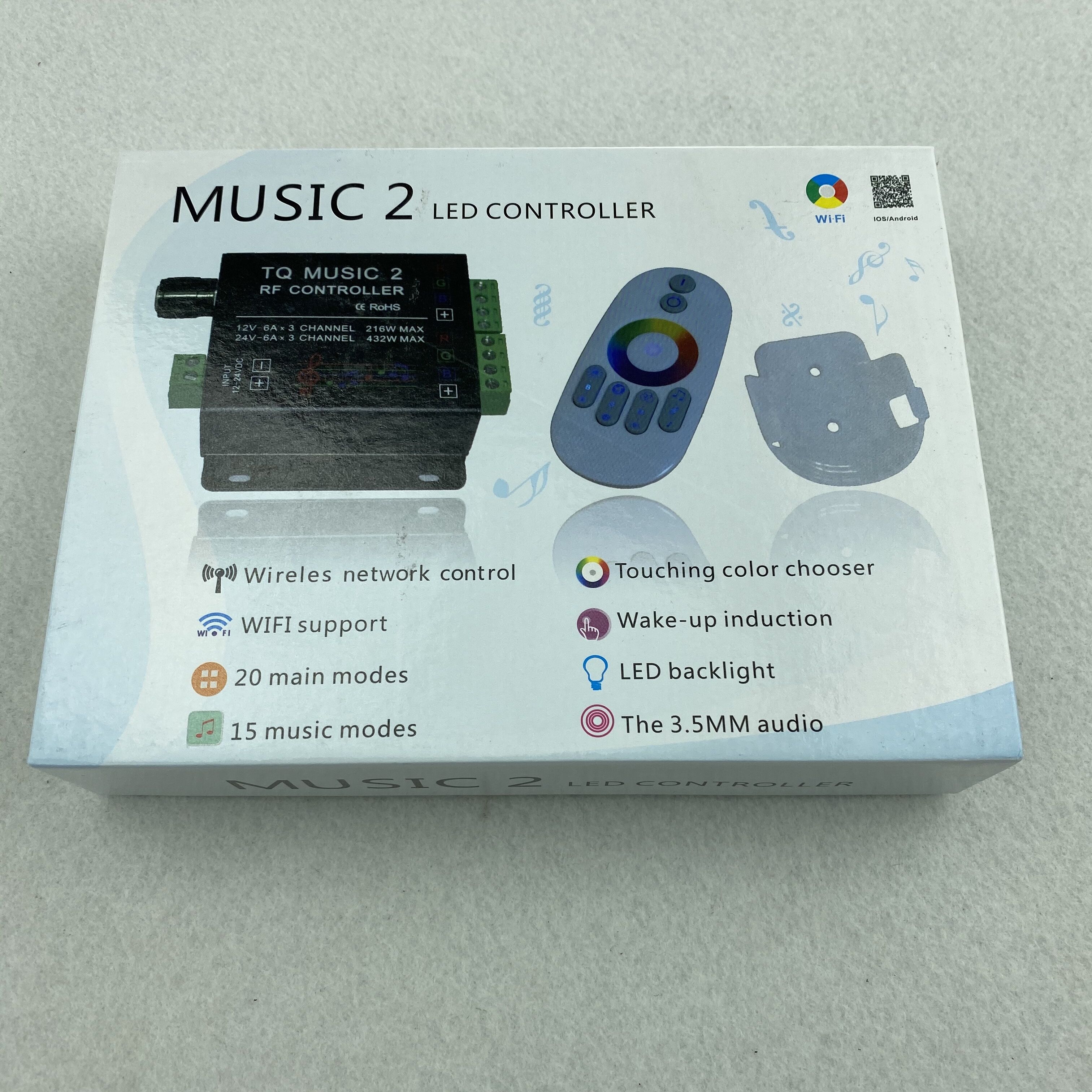 TQ-MUSIC 2; Led Rgb Rf Muziek Controller; DC12-24V Ingang; 6A * 3CH Uitgang