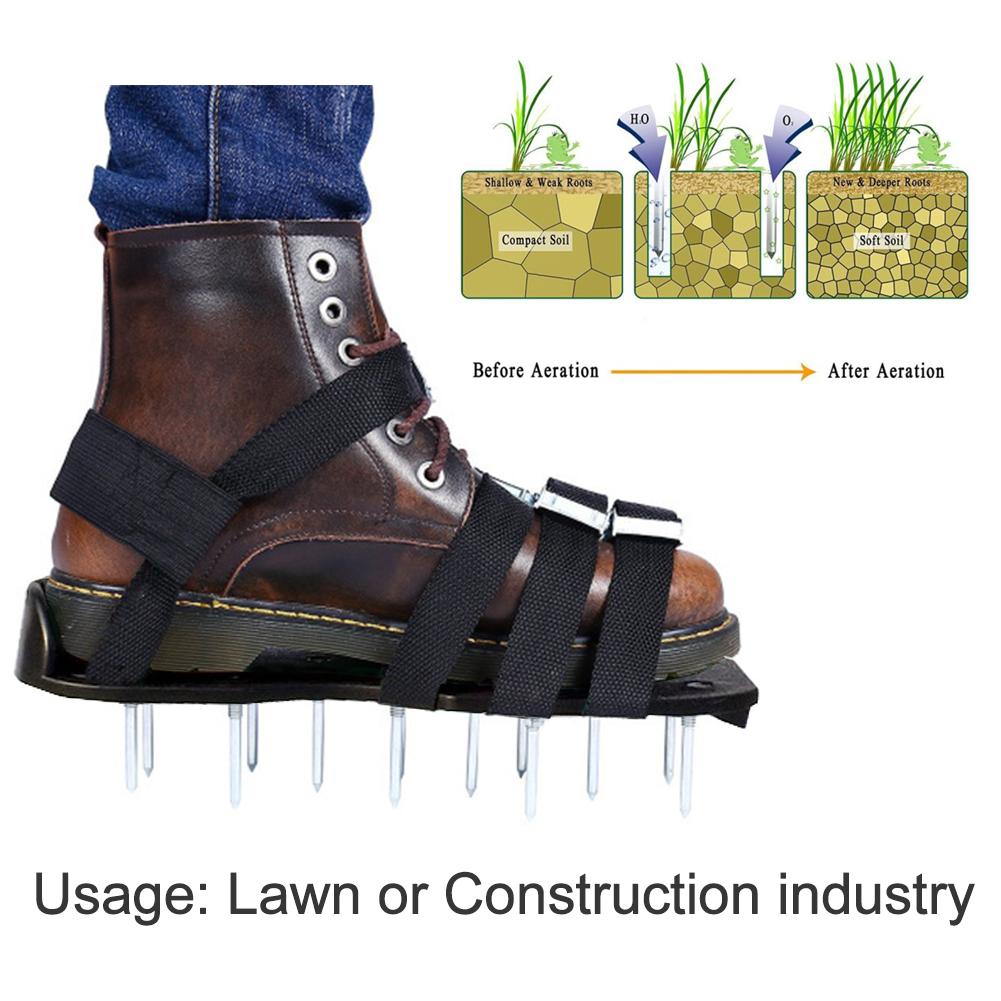 Græsplæner belufter sko skridsikker solid holdbar scarifier haven spiked sko: Sort