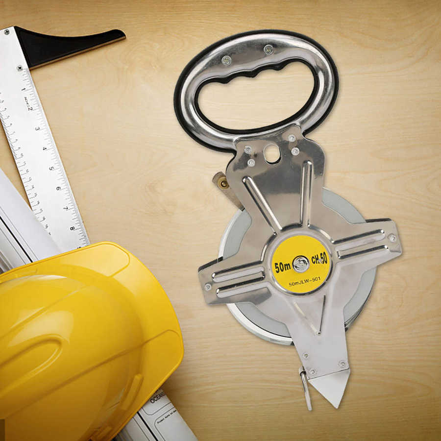 50m Stainless Steel Tape Measure Portable Retractable Metric Tape Ruler Construction Measuring Tool For Engineering Building