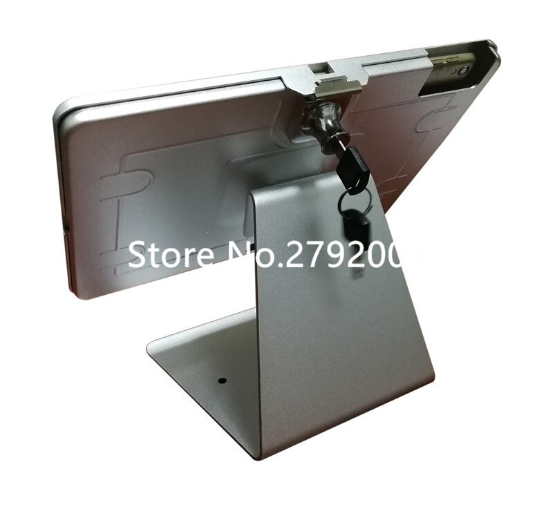for 10.5 inch ipad desktop kiosk/ security display at hotel or bank / lock metal frame stand on table screw on countertop