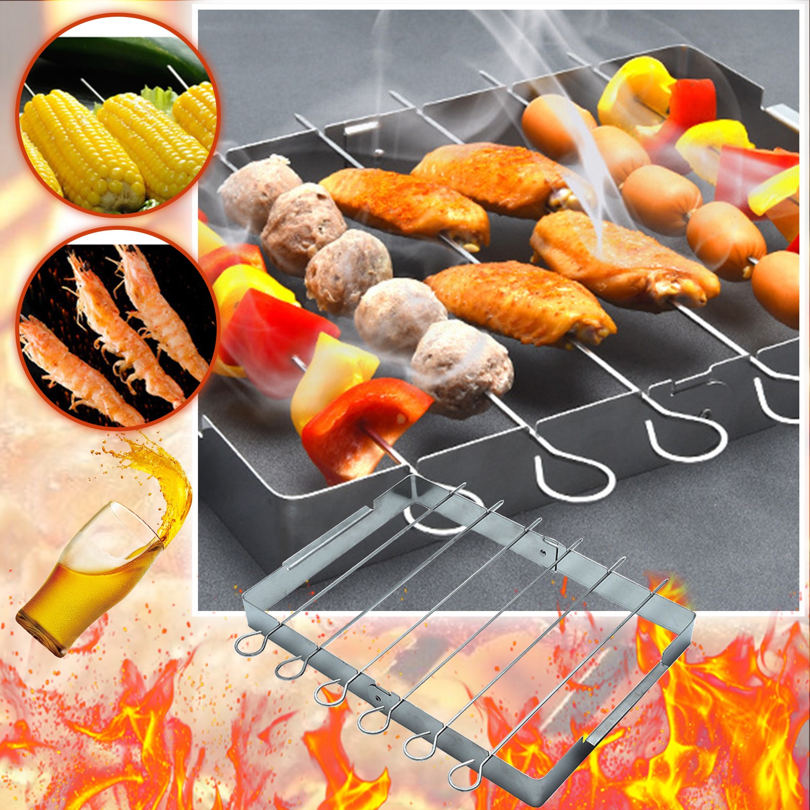 Edelstahl Spieße Shish Prämie BBQ Spieß Gestell Für Grillen Shish Kabob Und Spieße dauerhaft Faltbare Grill Gestell
