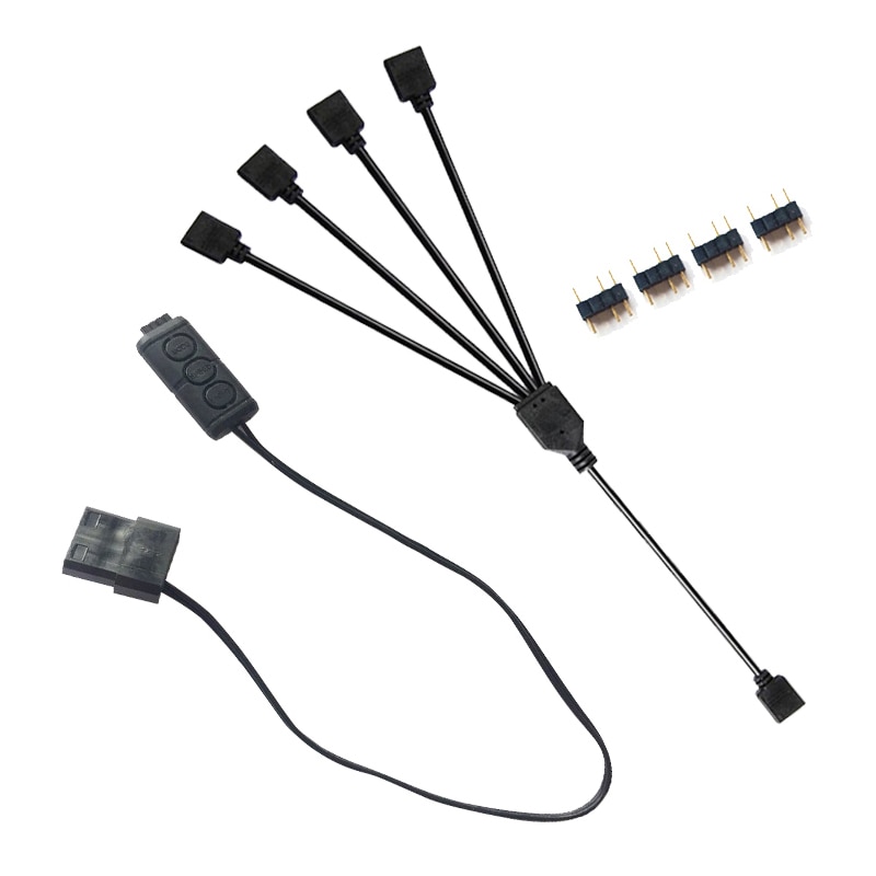 Molex 5V 3-Pin RGB ARGB AURA 3 Knop Controller w/2 3 4 5 RGB Splitter hub Adapter Kabel voor RGB Strip Verlichting Fans Koelers