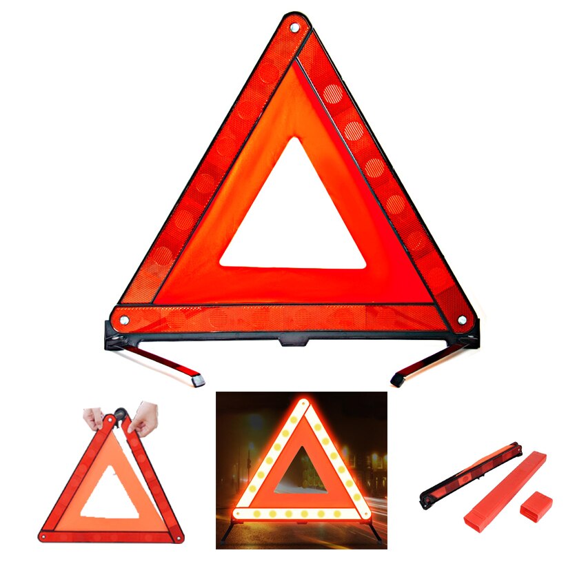 Tripod Road Flasher Practical Car Parking Triangle Emergency Warning Sign Foldable Reflective Traffic Safety Roadside Lighting