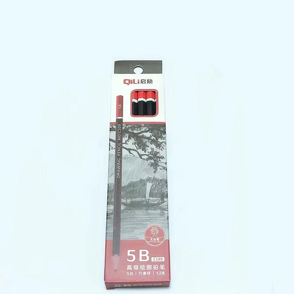 12 pcs/box Sketch pencil HB 2B 3B 4B 5B 6B 8B 10B 2H 3H Soft medium hard carbon pen Office school drawing pencil: 5B