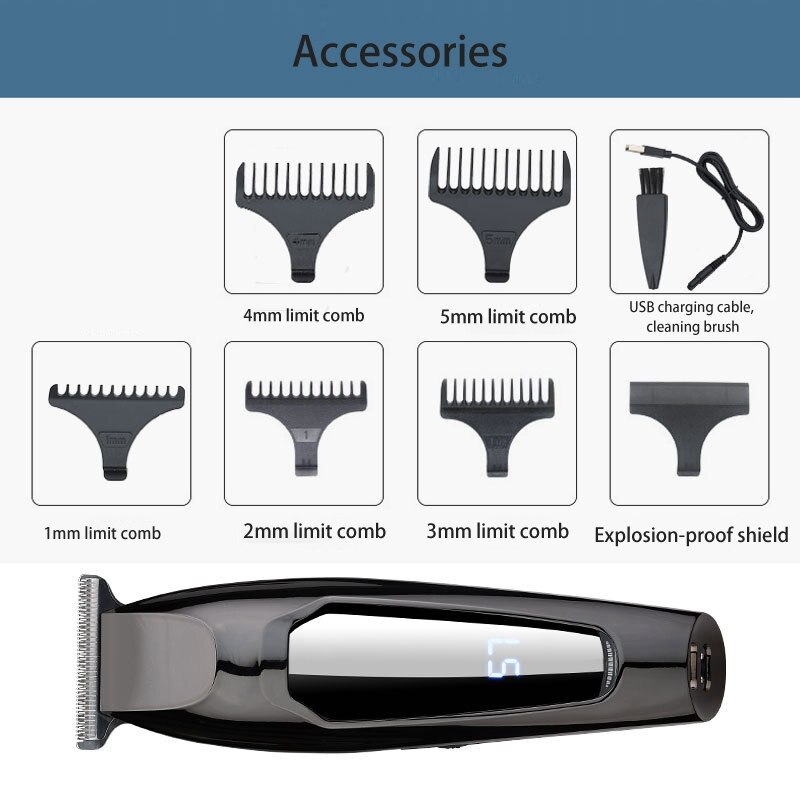 Tondeuse voor mannen, draadloze elektrische tondeuse, tondeuse met snijkammen, haarknipset