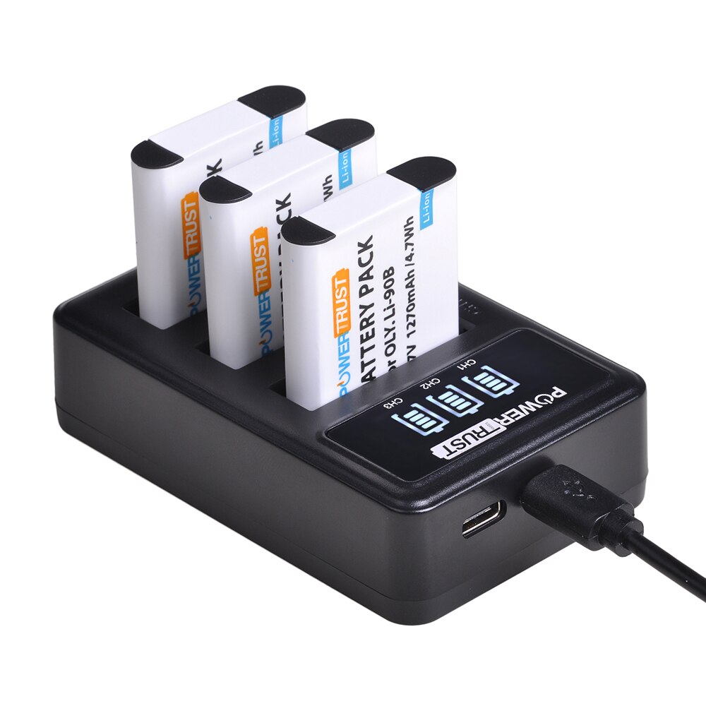Batería y cargador para Olympus Tough LI-90B, LI-92B tg-tracker SH-1 SH-2, TG-6, IHS, TG-5, SP-100, Li90B, TG-1, 4 Uds.
